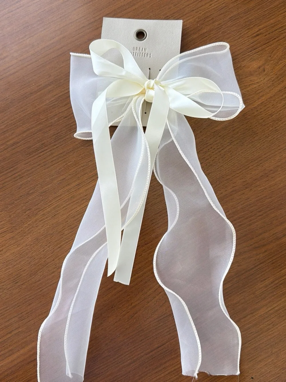 Urban Outfitters Ivory Sheer Ribbon Hair Bow